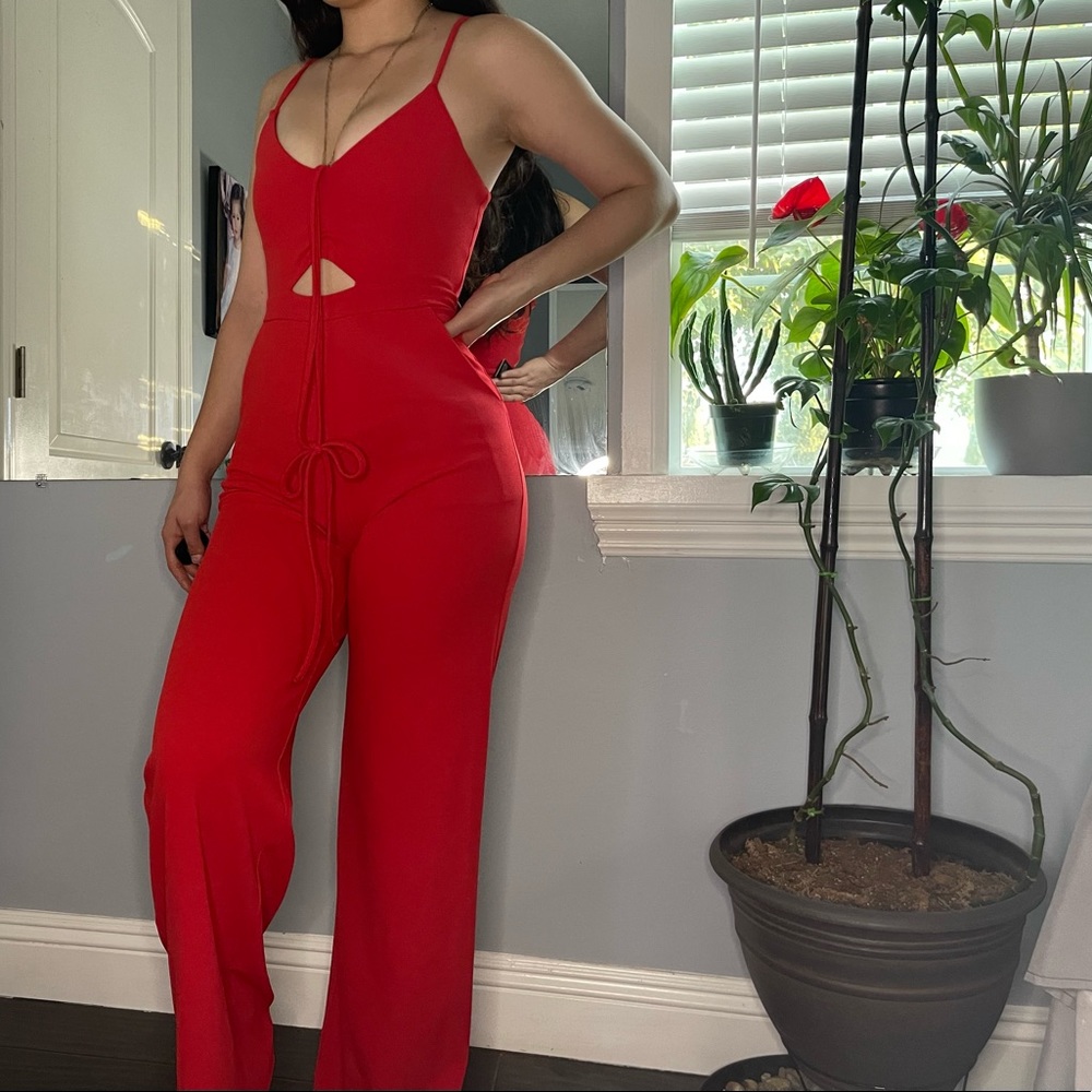 NEW Express All Red Flared Jumpsuit